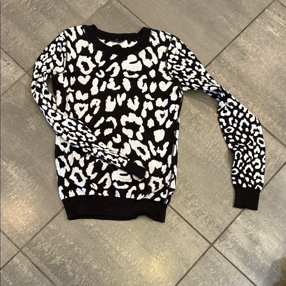 Express Black and White Animal Print Sweater